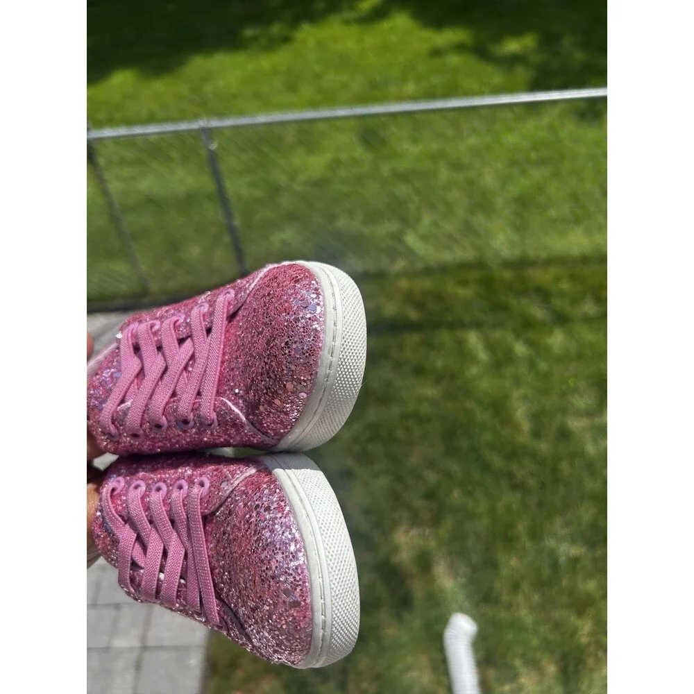 Bernal Girls Pink Glitter Sparkle Sneakers Size 12